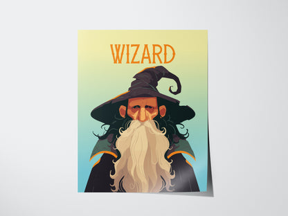 Wizard Fantasy Portrait Poster | Epic Fantasy Sorcerer Wall Art Gift