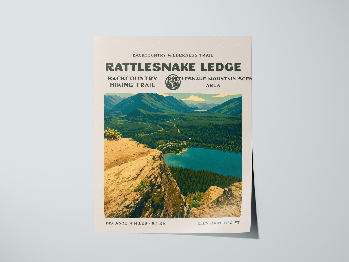 Rattlesnake Ledge, North Bend Poster | Hiker Gift | Bold Summit Views Wall Art — giclée print detail on matte paper