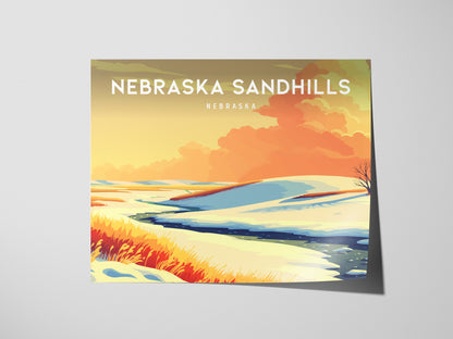 Nebraska Sandhills Landscape Poster | Nebraska Vacation Wall Art Framed or Unframed — giclée print detail on matte paper