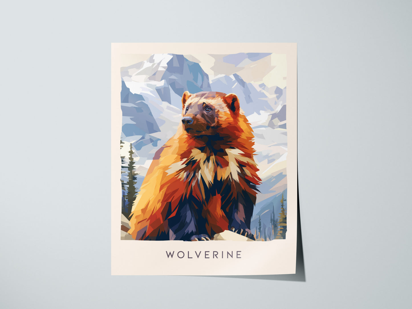 Wolverine, Gulo gulo Poster | Fierce Mountain Wildlife Wall Art — giclée print detail on matte paper