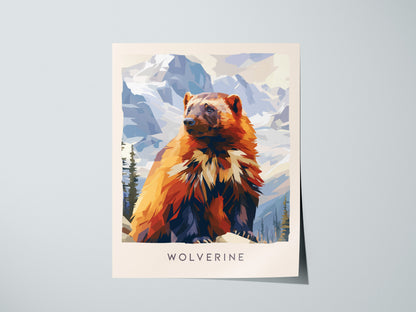 Wolverine, Gulo gulo Poster | Fierce Mountain Wildlife Wall Art — giclée print detail on matte paper