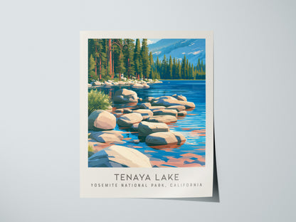 Tenaya Lake Matte Border Poster | Yosemite National Park, California Destination Print — giclée print detail on matte paper