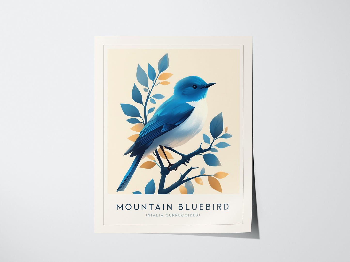 Mountain Bluebird Poster | Vintage Bird Wall Art Print
