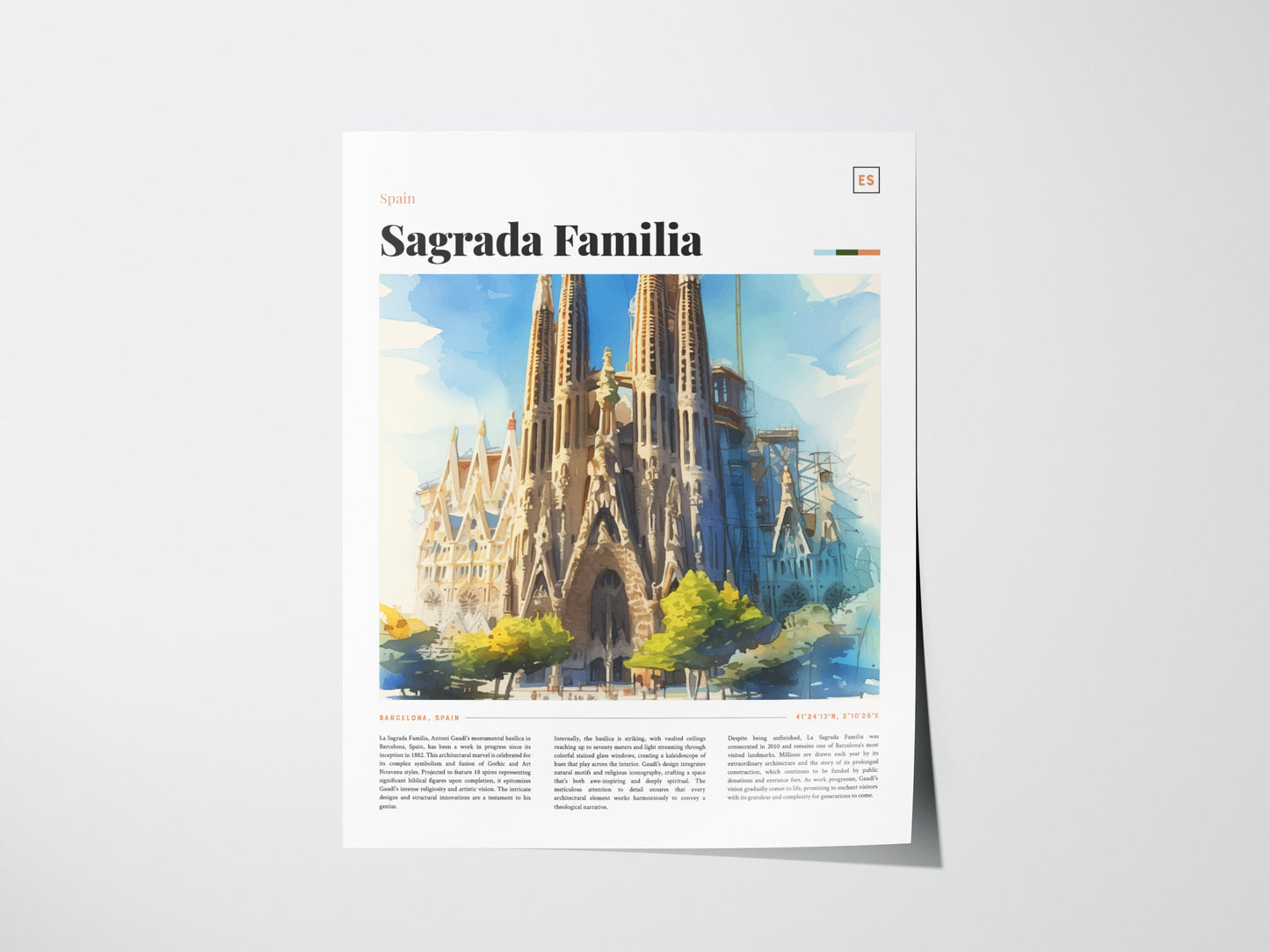 Sagrada Familia Poster | Barcelona Travel Art | Gaudi Cathedral Print