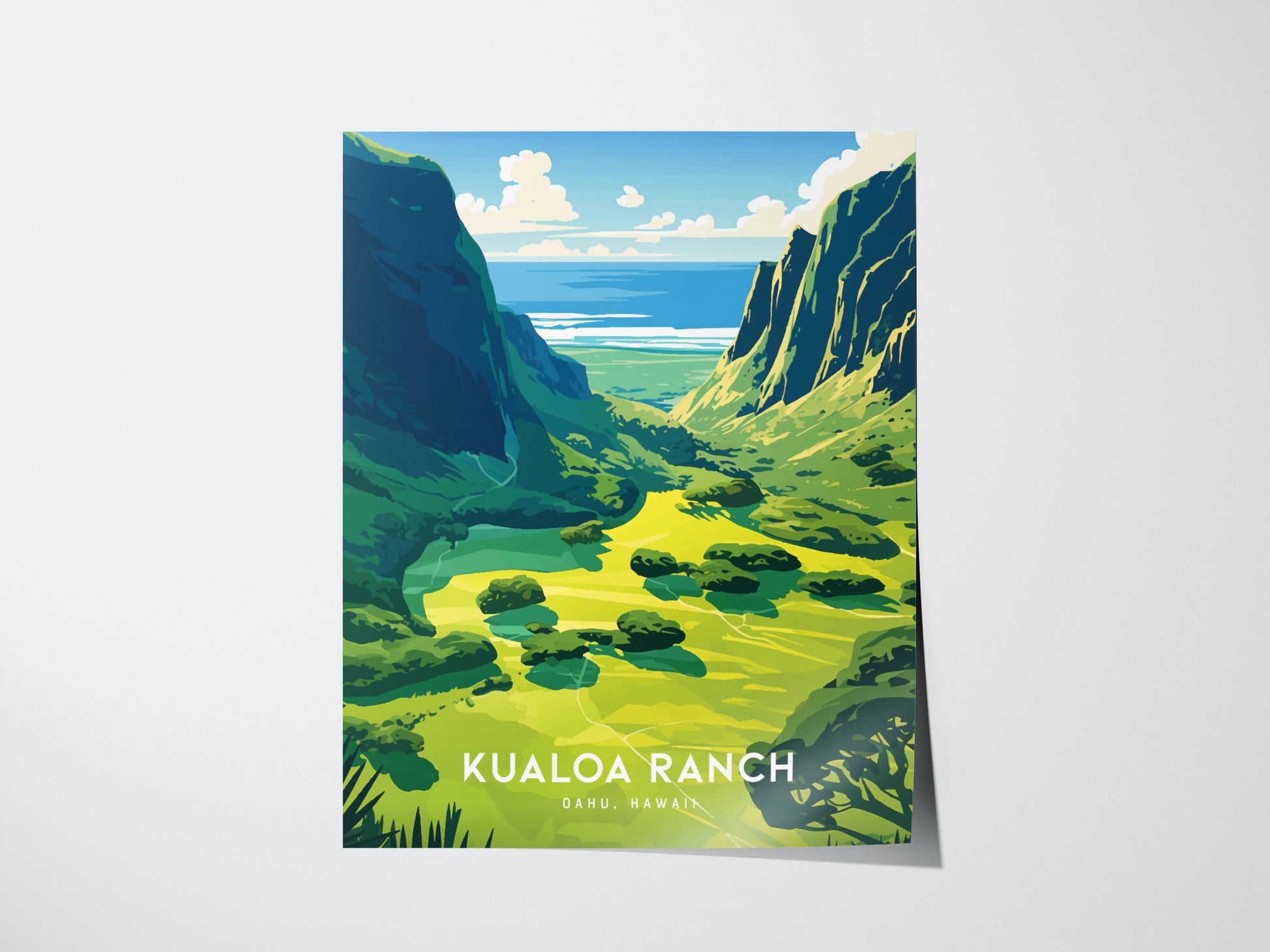 Kualoa Ranch Poster | Oahu Hawaii Jurassic Valley Wall Art