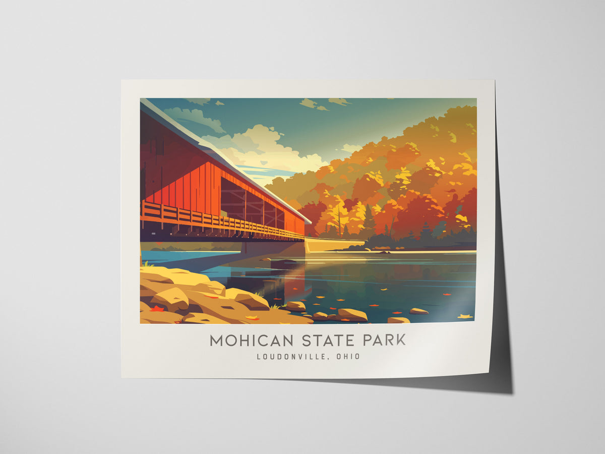 Mohican State Park Landscape Matte Border Poster | Loudonville, Ohio Vacation Wall Art — giclée print detail on matte paper