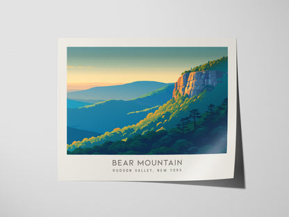 Bear Mountain Landscape Matte Border Poster | Hudson Valley, New York Travel Wall Art — giclée print detail on matte paper