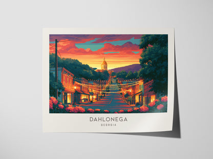 Dahlonega Landscape Matte Border Poster | Georgia Travel Gift Vacation Wall Art — giclée print detail on matte paper