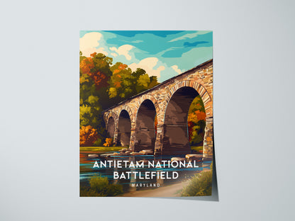 Antietam National Battlefield, Maryland Poster | Civil War Monument & Rolling Fields Wall Art — giclée print detail on matte