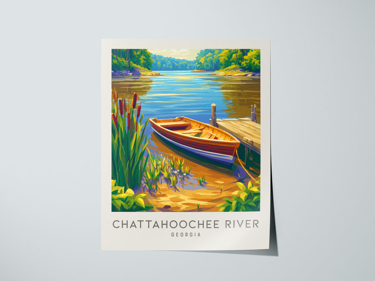 Chattahoochee River Matte Border Poster | Georgia Vacation Wall Art Framed or Unframed — giclée print detail on matte paper