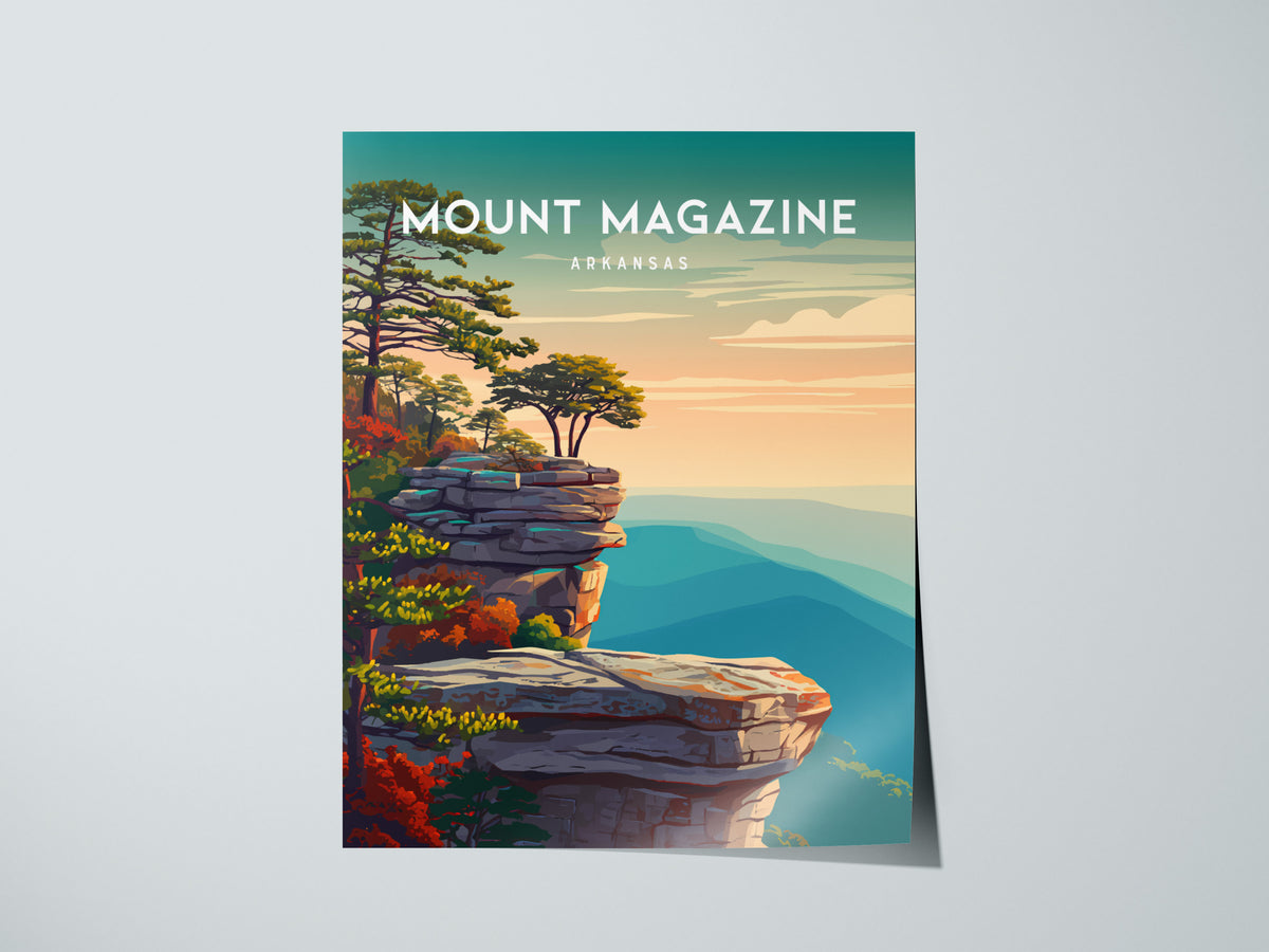 Mount Magazine, Arkansas Poster | Ozark Summit & Forest Scenic Wall Art — giclée print detail on matte paper