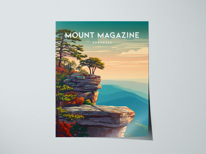 Mount Magazine, Arkansas Poster | Ozark Summit & Forest Scenic Wall Art — giclée print detail on matte paper