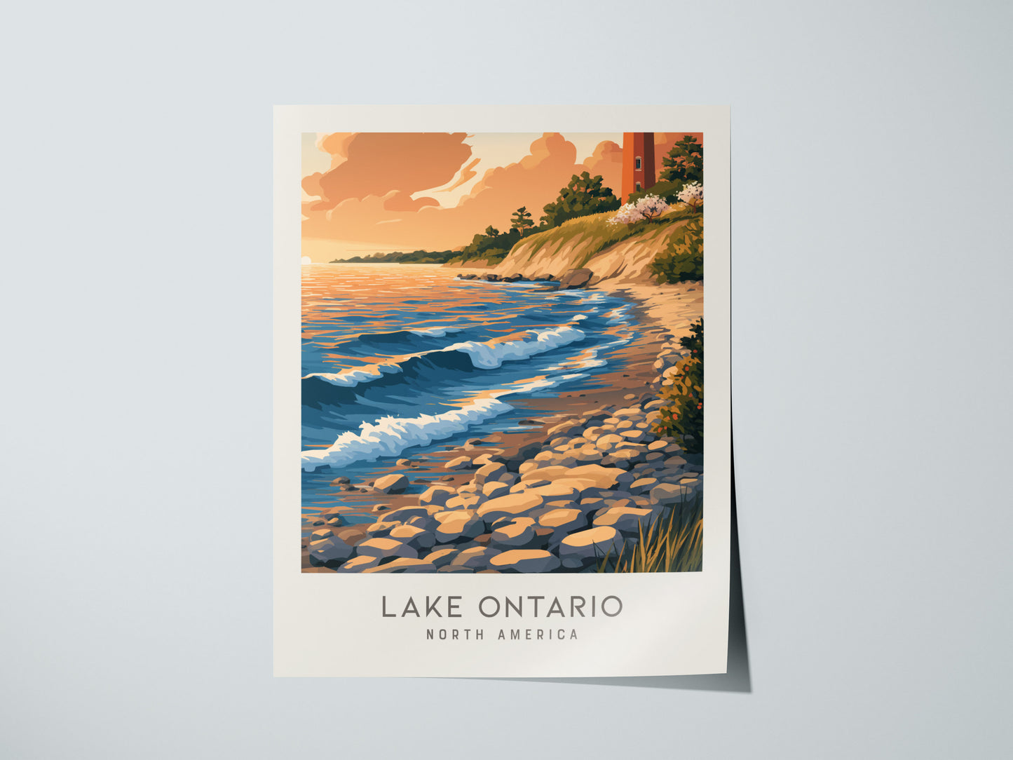 Lake Ontario Matte Border Poster | North America Travel Wall Art — giclée print detail on matte paper