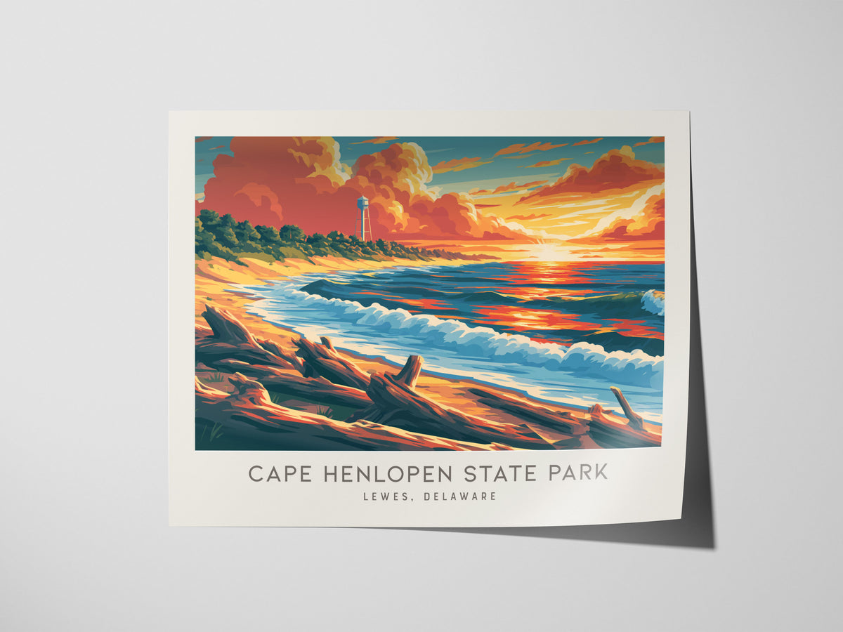Cape Henlopen State Park Landscape Matte Border Poster | Lewes, Delaware Vacation Wall Art — giclée print detail on matte pap