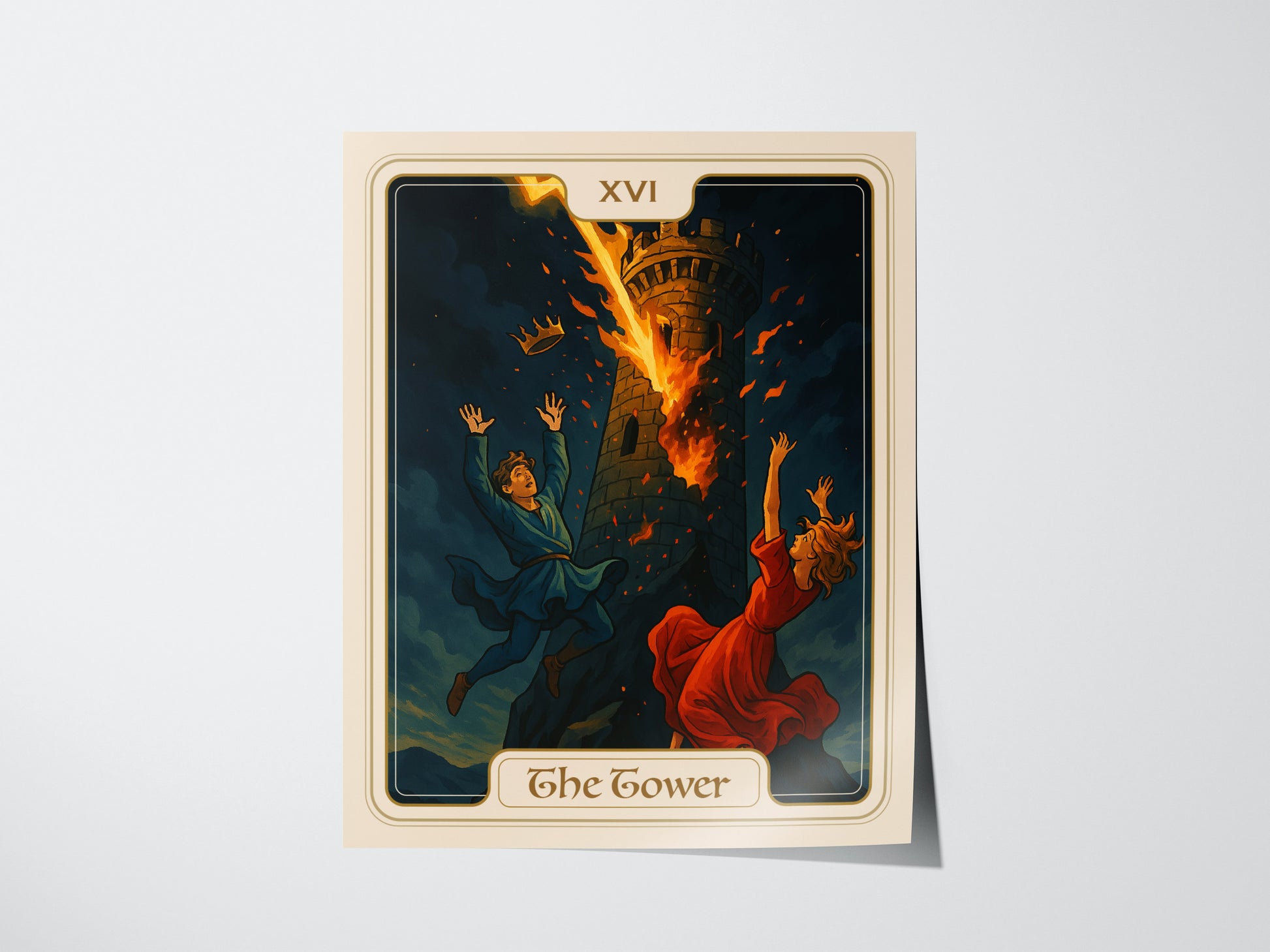 The Tower Tarot Poster | Major Arcana Art | Vintage Art Nouveau Gift