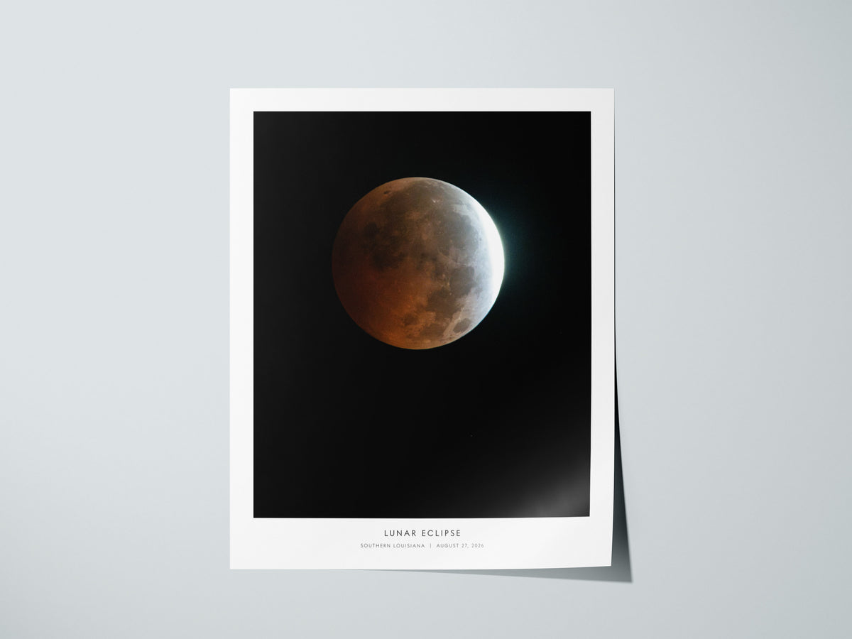 Lunar Eclipse Poster | NASA Southern Louisiana Space Photography Wall Art — giclée print detail on matte paper
