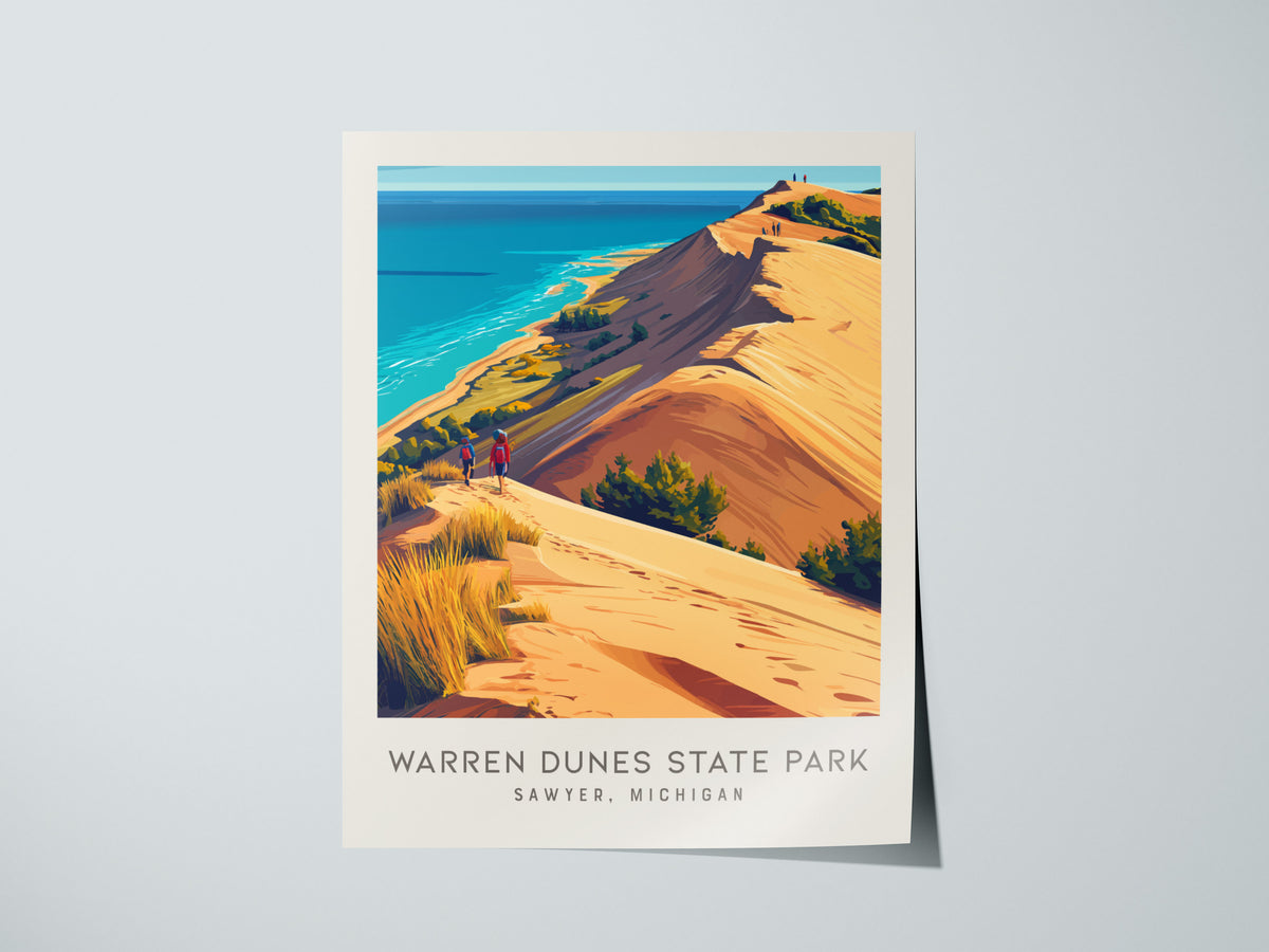 Warren Dunes State Park Matte Border Poster | Sawyer, Michigan Destination Print — giclée print detail on matte paper