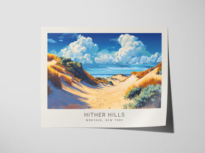 Hither Hills Landscape Matte Border Poster | Montauk, New York Coastal Beach Decor — giclée print detail on matte paper