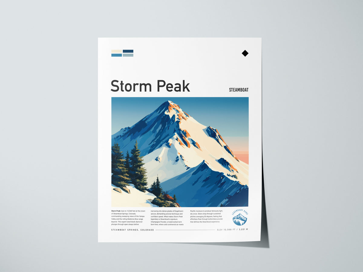Storm Peak, Steamboat Poster | Alpine Print & Ski Lodge Decor Wall Art — giclée print detail on matte paper
