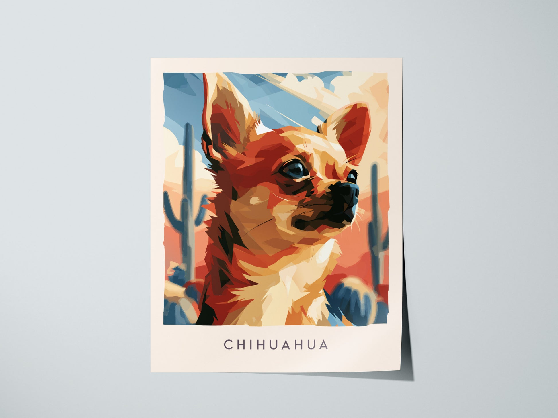 Chihuahua Poster | Bold Desert Dog Portrait Wall Art — giclée print detail on matte paper
