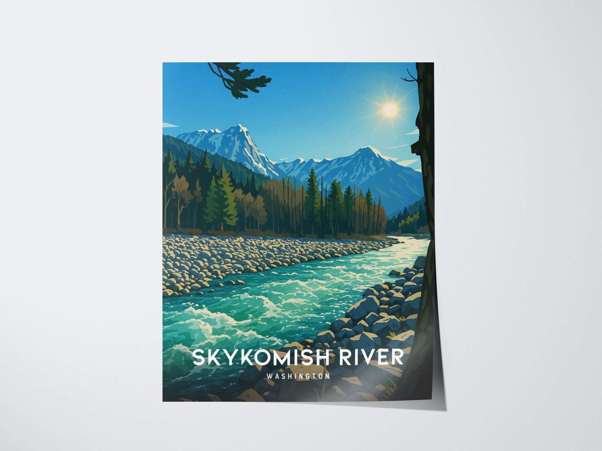 Skykomish River Poster | Washington Cascade Art | PNW Mountain Print