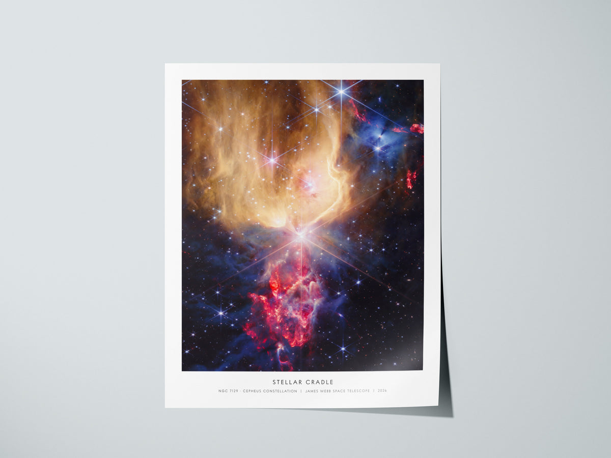 Stellar Cradle Poster | Ngc 7129 · Cepheus Constellation | NASA NGC 7129 Cepheus Constellation Space Photography Wall Art — g
