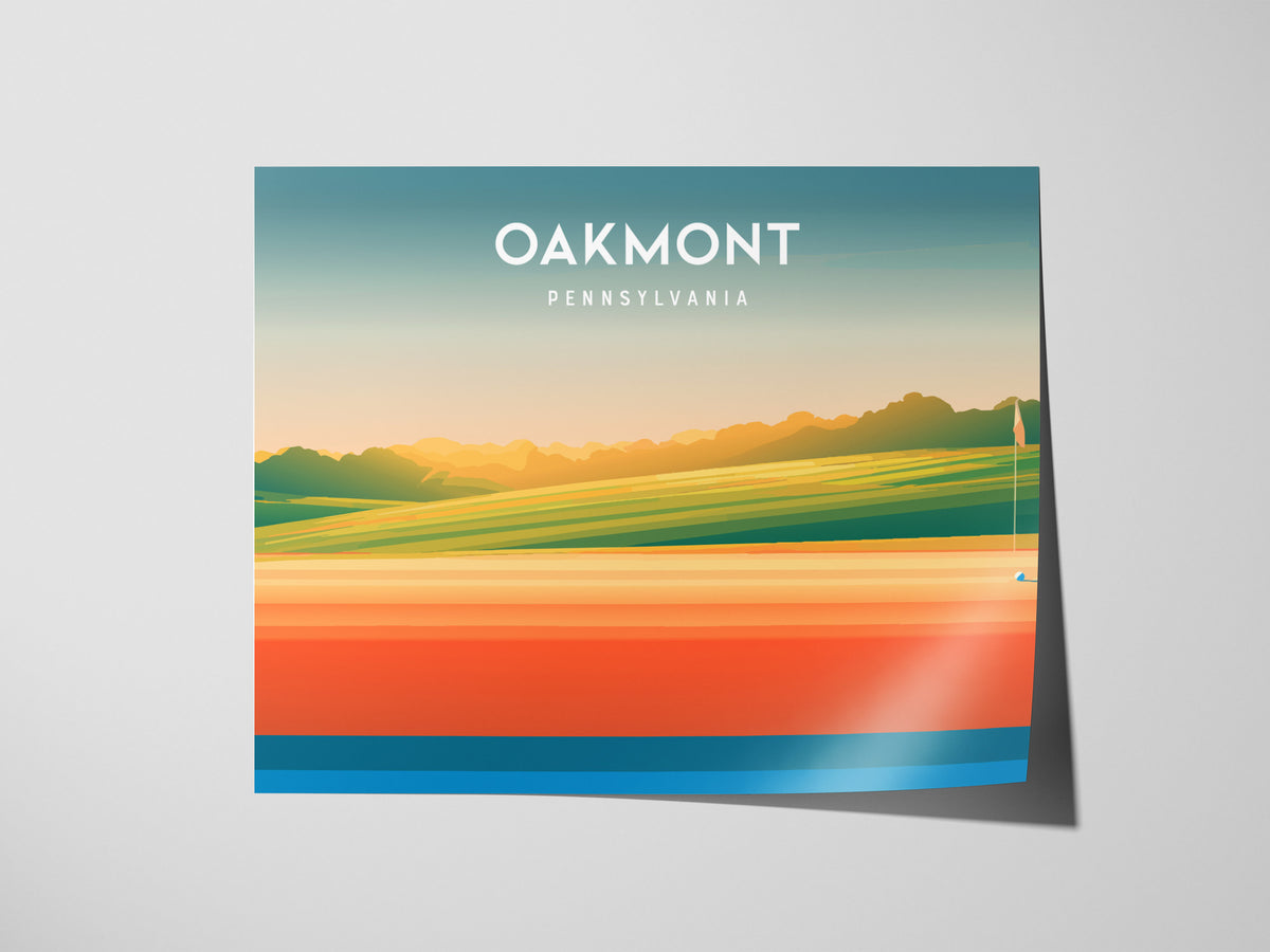Oakmont, Pennsylvania Landscape Poster | Golf Wall Art & Framed or Unframed Links Decor — giclée print detail on matte paper