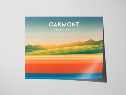 Oakmont, Pennsylvania Landscape Poster | Golf Wall Art & Framed or Unframed Links Decor — giclée print detail on matte paper