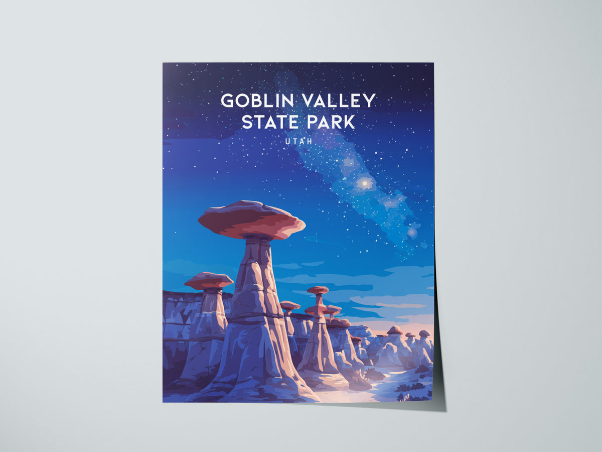 Goblin Valley State Park, Utah Poster | Desert Adventure Framed or Unframed Wall Art — giclée print detail on matte paper