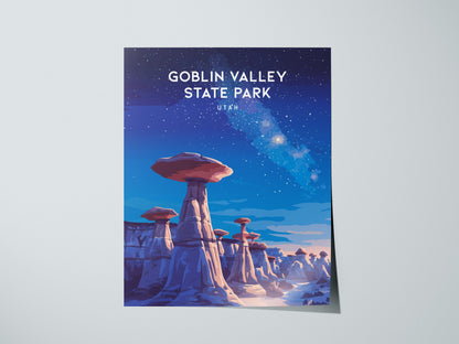 Goblin Valley State Park, Utah Poster | Desert Adventure Framed or Unframed Wall Art — giclée print detail on matte paper