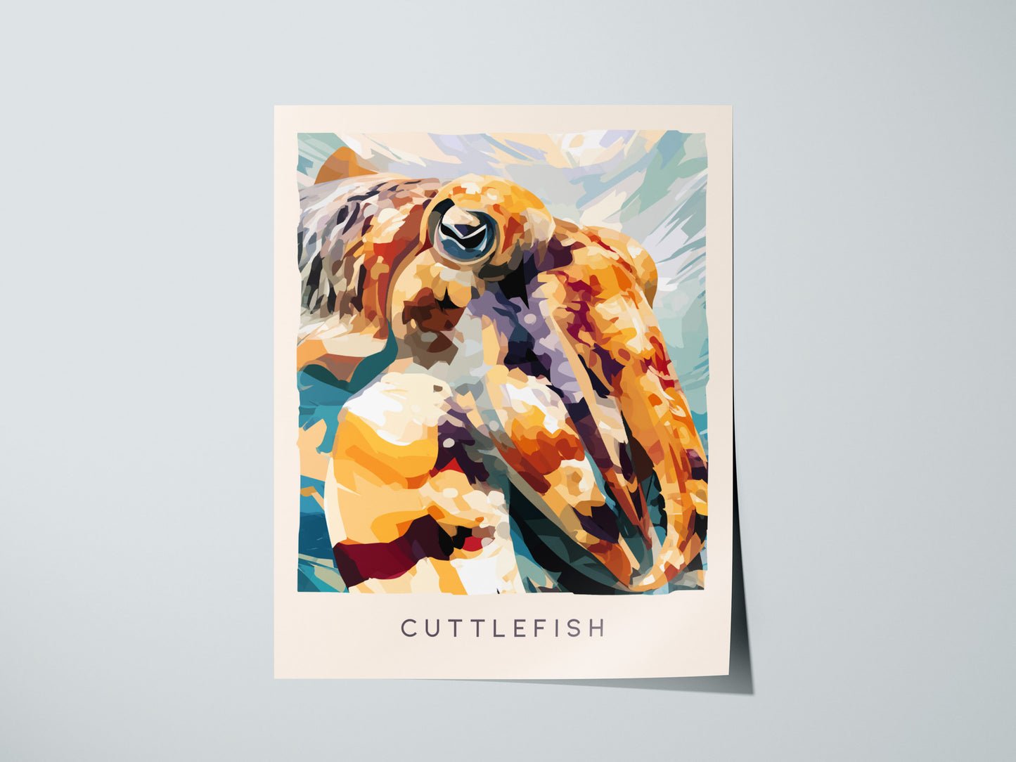 Cuttlefish Wildlife Poster | Vibrant Ocean Cephalopod Art Wall Art — giclée print detail on matte paper