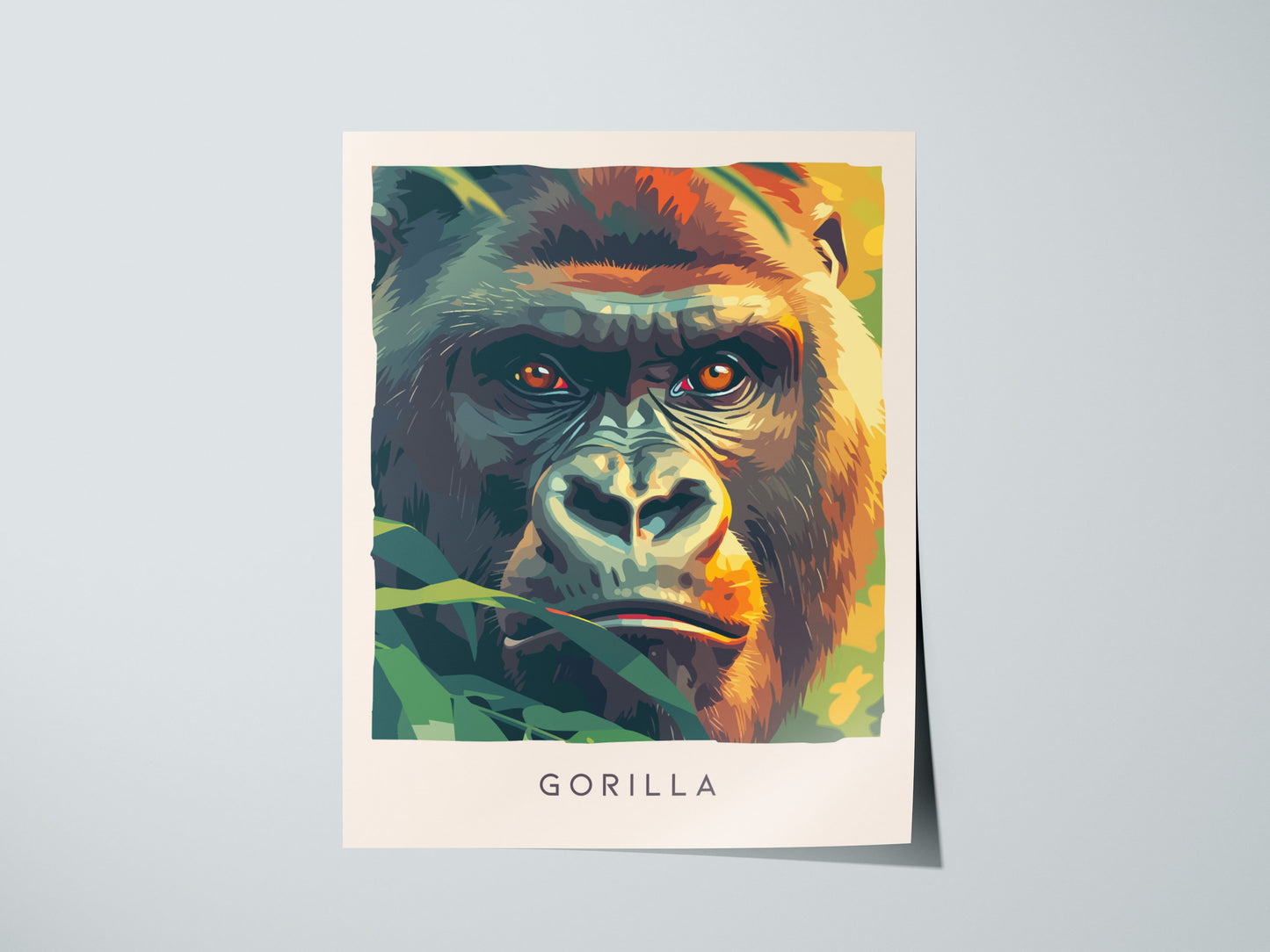 Gorilla, Africa Poster | Majestic Silverback Wildlife Portrait Wall Art — giclée print detail on matte paper