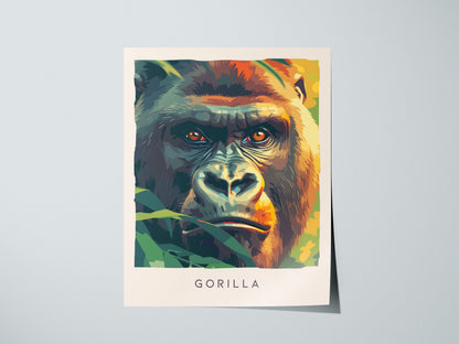 Gorilla, Africa Poster | Majestic Silverback Wildlife Portrait Wall Art — giclée print detail on matte paper