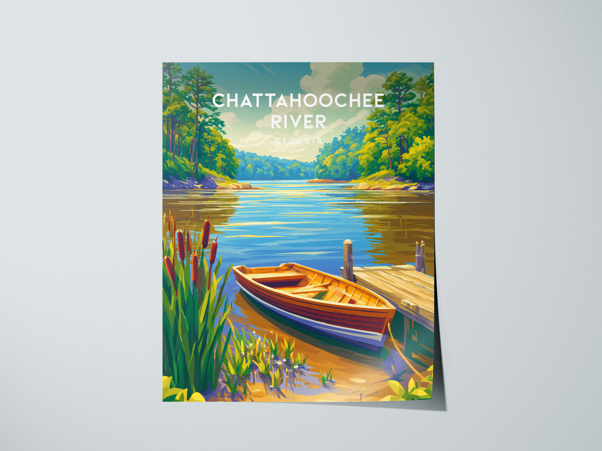 Chattahoochee River, Georgia Poster | Tropical Beach Print Beach House Decor Wall Art — giclée print detail on matte paper