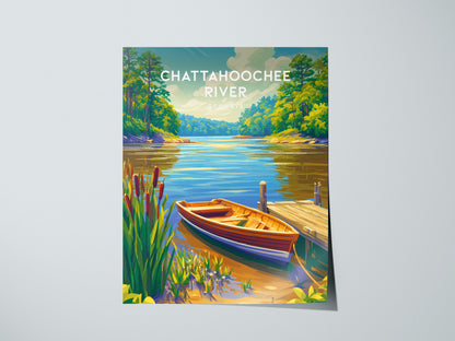 Chattahoochee River, Georgia Poster | Tropical Beach Print Beach House Decor Wall Art — giclée print detail on matte paper