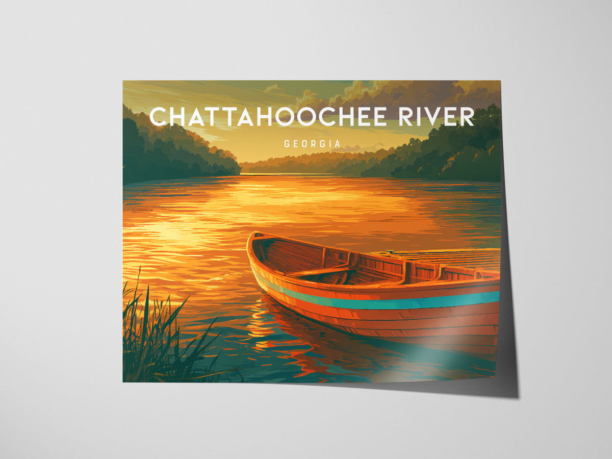 Chattahoochee River Landscape Poster | Georgia Travel Gift Coastal Beach Decor Wall Art — giclée print detail on matte paper