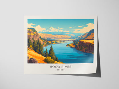 Hood River Landscape Matte Border Poster | Oregon Travel Wall Art — giclée print detail on matte paper