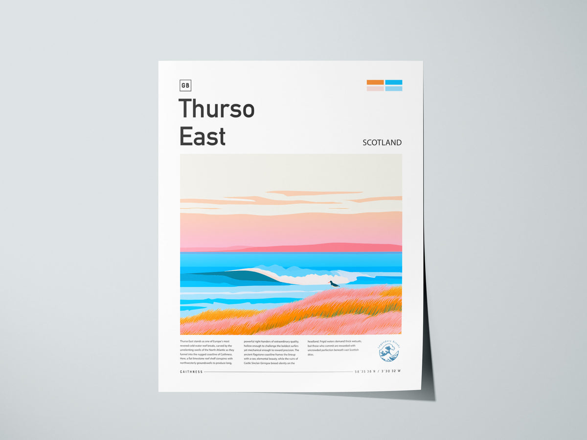 Thurso East, Scotland Poster | Rugged Surf Break Coastal Poster Wall Art — giclée print detail on matte paper