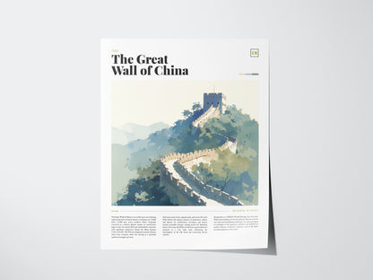 The Great Wall of China Poster | World Heritage Architecture Landmark Wall Art