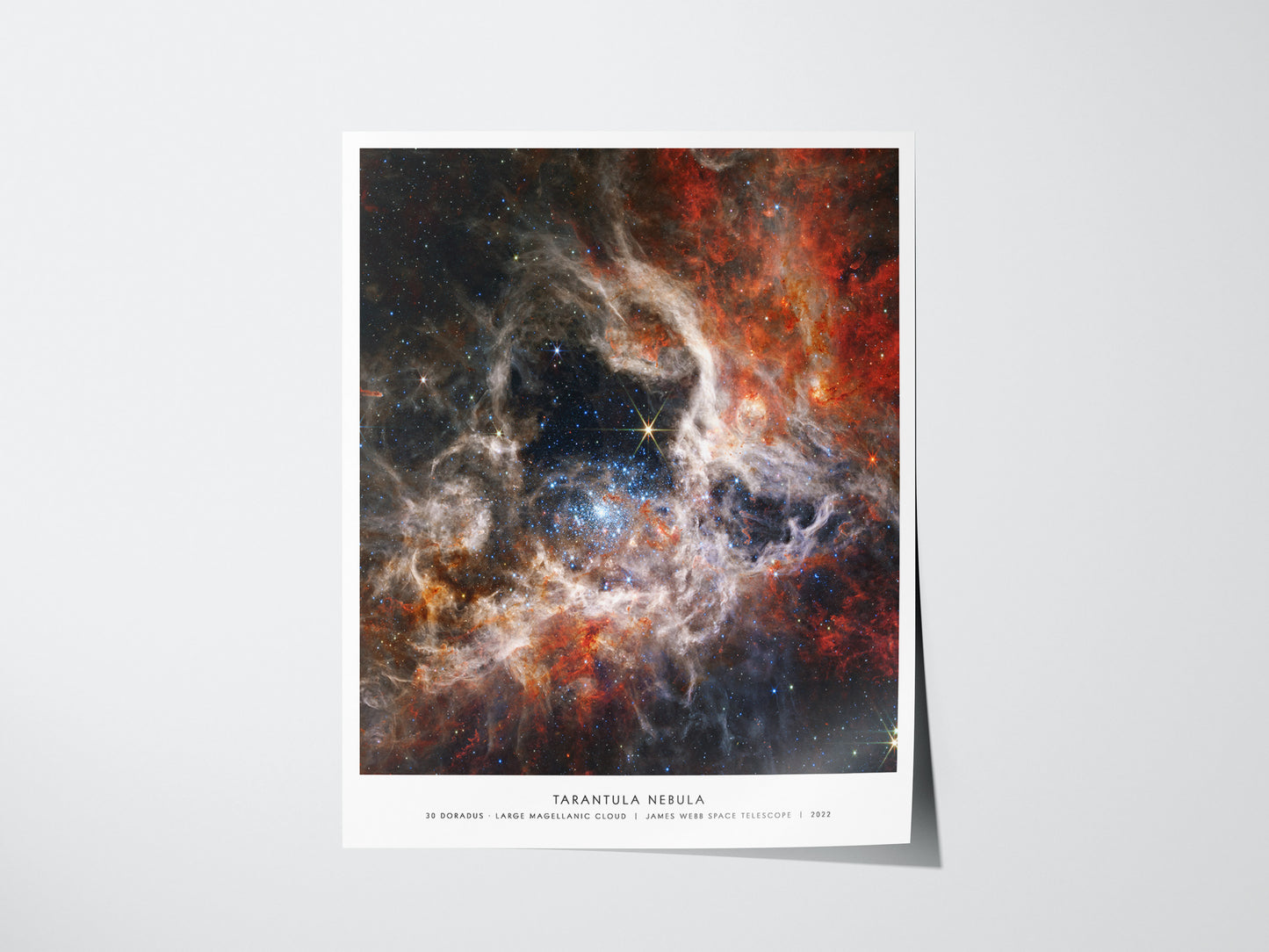 Tarantula Nebula JWST poster featuring James Webb view of 30 Doradus star-forming region