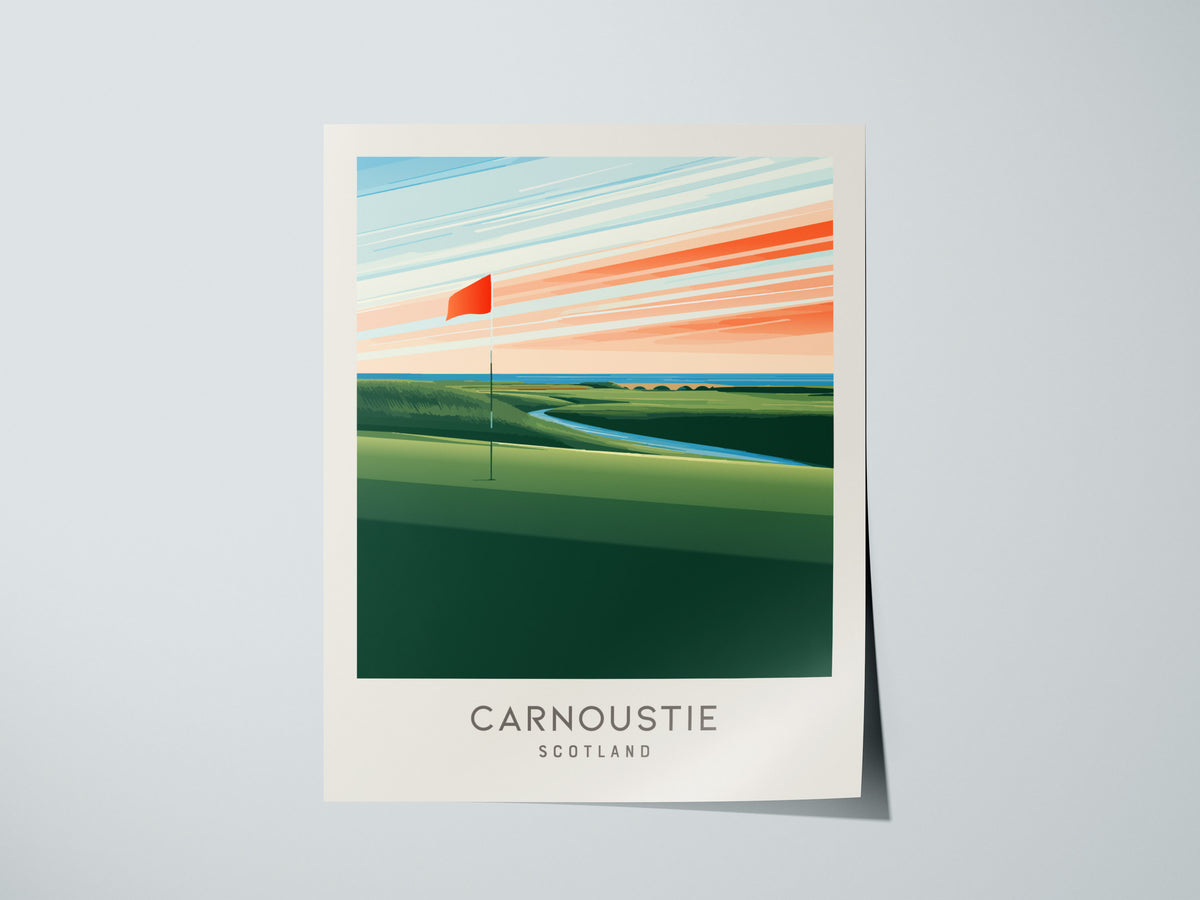 Carnoustie Matte Border Poster | Scotland Links Poster Golf Wall Art — giclée print detail on matte paper