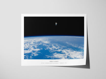 Free Flight Landscape Poster | Sts-41b · Astronaut Bruce Mccandless | STS-41B Astronaut Bruce McCandless NASA Space Photograp
