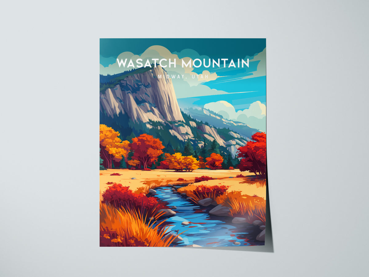 Wasatch Mountain, Midway, Utah Poster | Alpine Meadow & Peak Destination Print Wall Art — giclée print detail on matte paper