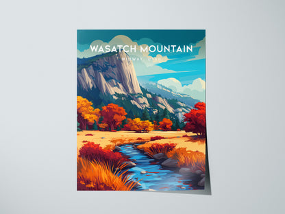 Wasatch Mountain, Midway, Utah Poster | Alpine Meadow & Peak Destination Print Wall Art — giclée print detail on matte paper