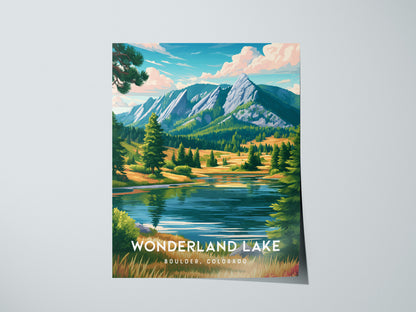 Wonderland Lake, Boulder, Colorado Poster | Mountain Lake Serenity Wall Art — giclée print detail on matte paper
