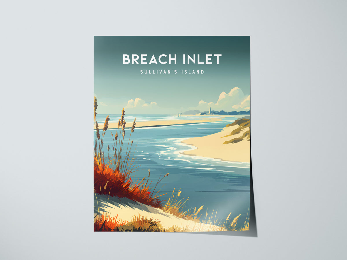 Breach Inlet, Sullivan's Island Poster | Coastal Beach Decor Travel Gift Wall Art — giclée print detail on matte paper