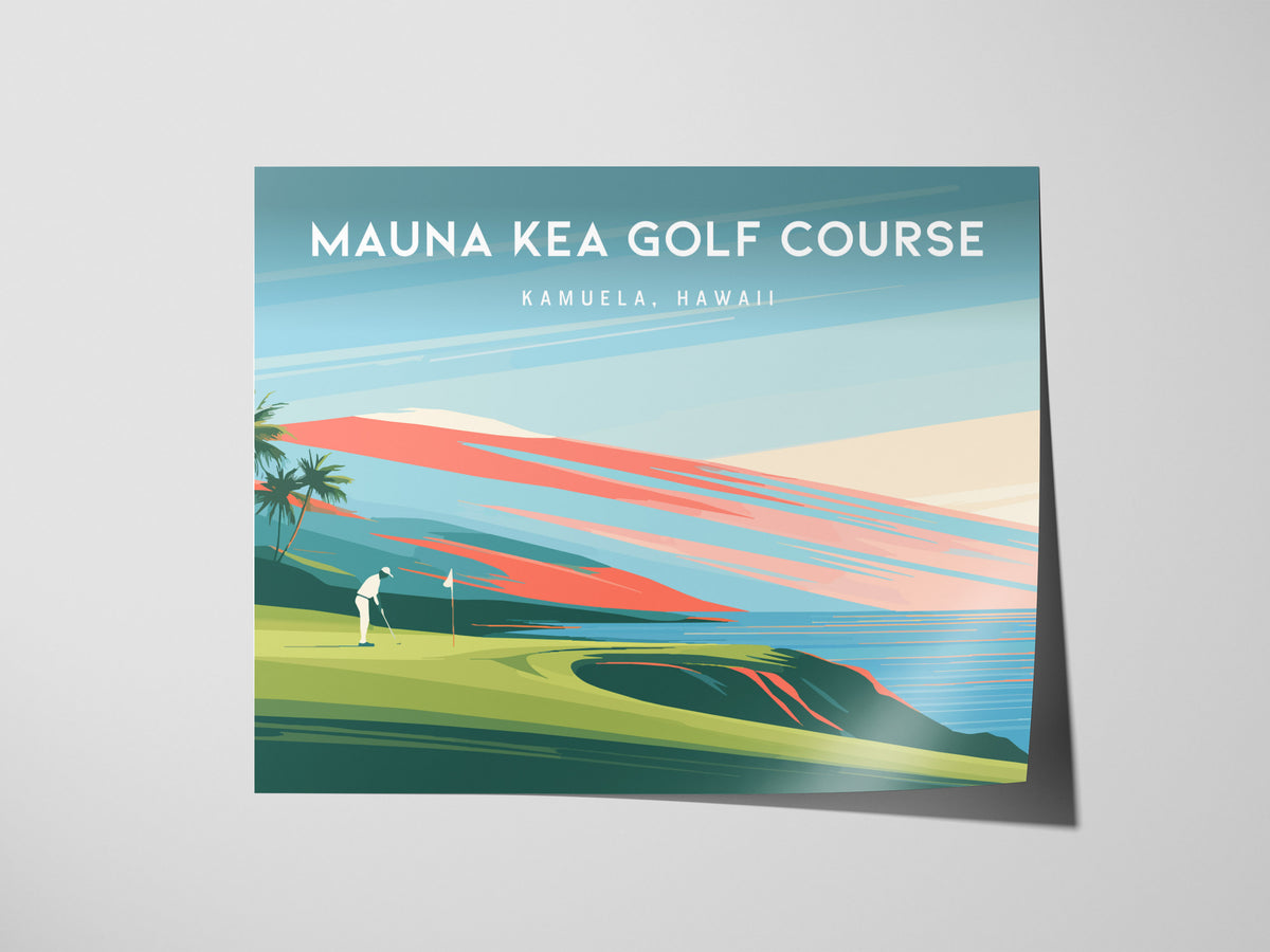 Mauna Kea Golf Course Landscape Poster | Kamuela, Hawaii Country Club Decor Wall Art — giclée print detail on matte paper