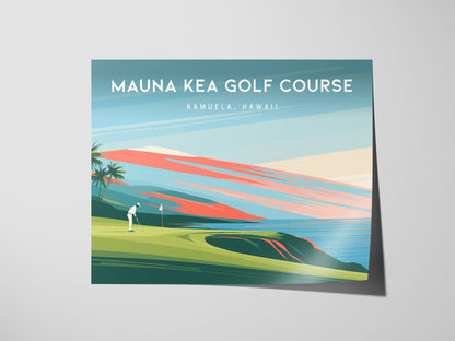 Mauna Kea Golf Course Landscape Poster | Kamuela, Hawaii Country Club Decor Wall Art — giclée print detail on matte paper