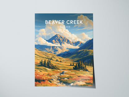 Beaver Creek, Colorado Poster | Alpine Village & Ski Mountain Wall Art — giclée print detail on matte paper