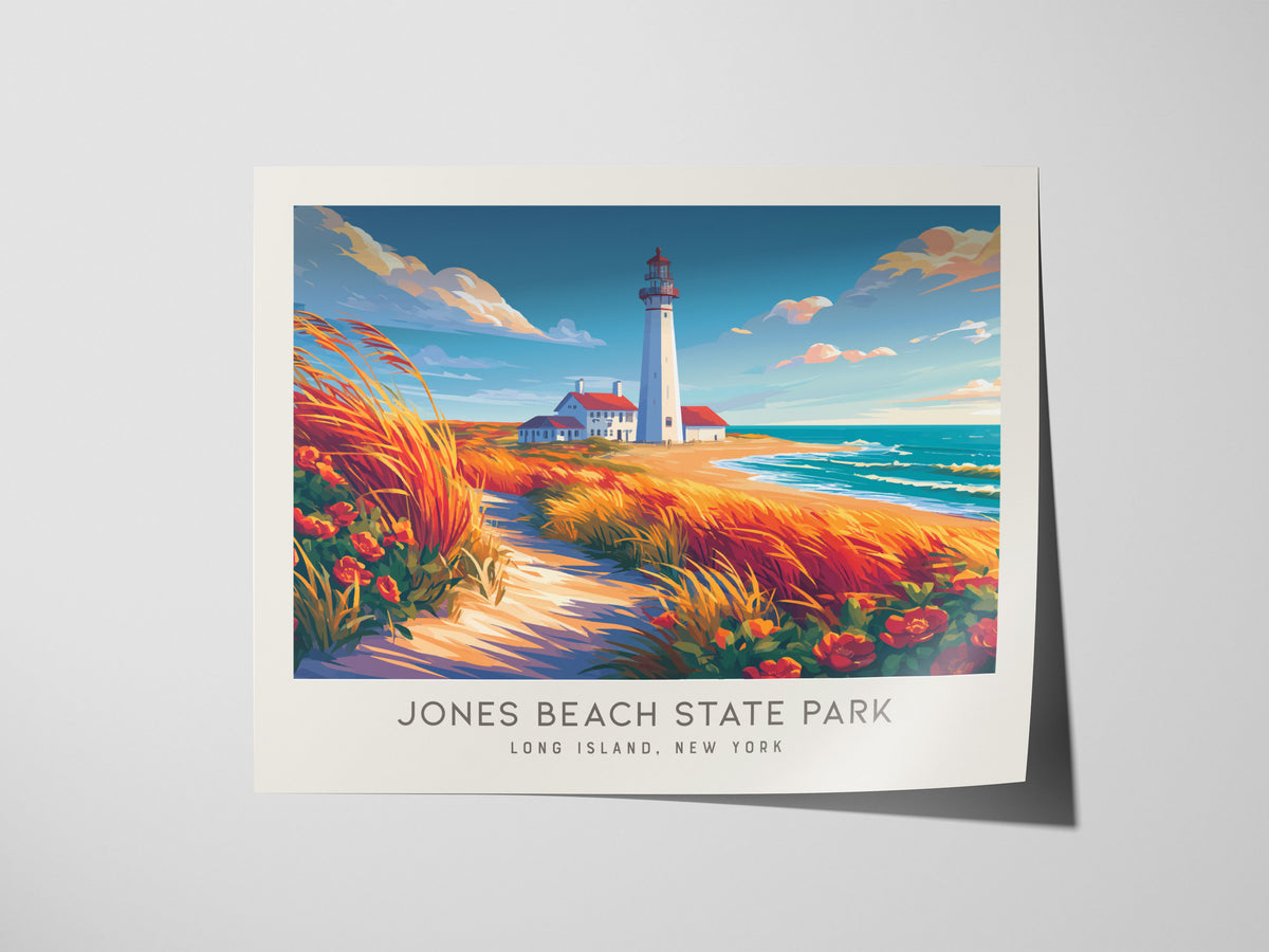 Jones Beach State Park Landscape Matte Border Poster | Long Island, New York Travel Wall Art — giclée print detail on matte p